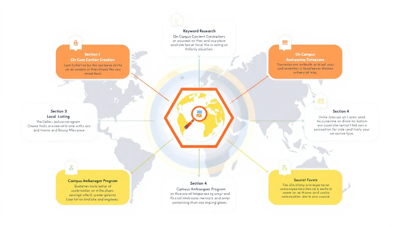 A map showing local SEO strategies for higher education institutions.